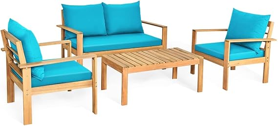 4-Piece Acacia Wood Patio Conversation Set