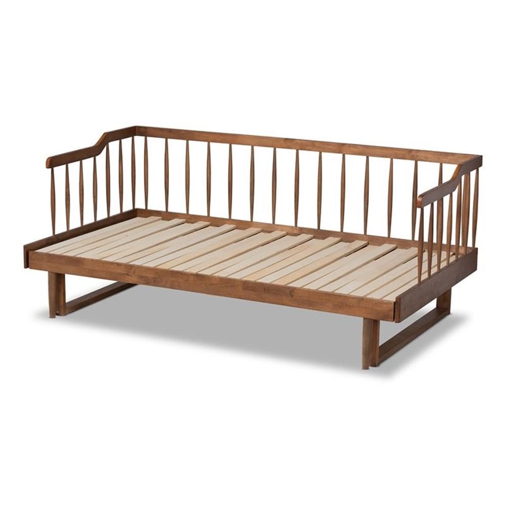 Baxton Studio Muriel Walnut Wood Expandable Twin to King Size Spindle Daybed