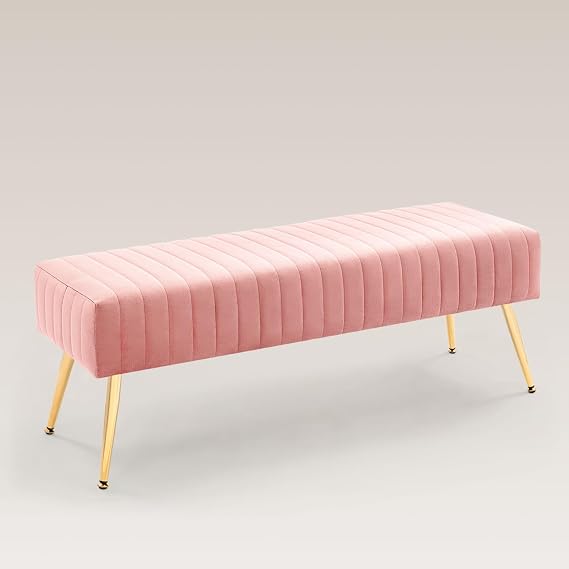 Black Velvet Bench with Gold Legs