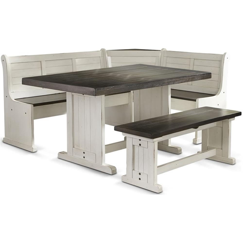 Wood Breakfast Nook Dining Set with Storage Benches