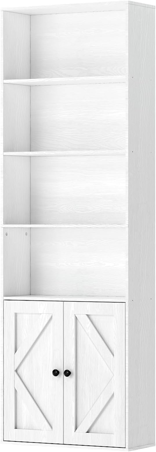 6-Tier Bookshelf with 2 Cabinet Doors
