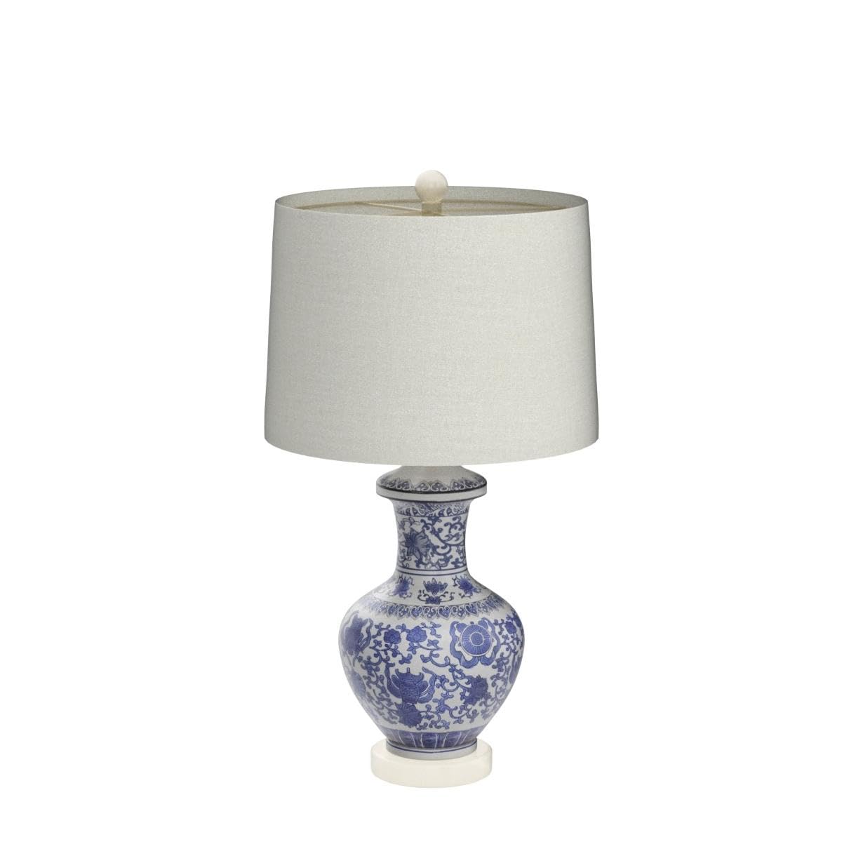 JONATHAN Y 25.25" Blue/White Ceramic Ginger Jar Table Lamp Set of 2, Traditional Brass Gold Base for Living Room Bedroom, White Linen Drum Shade, LED Bulbs Included JYL1072A-SET2