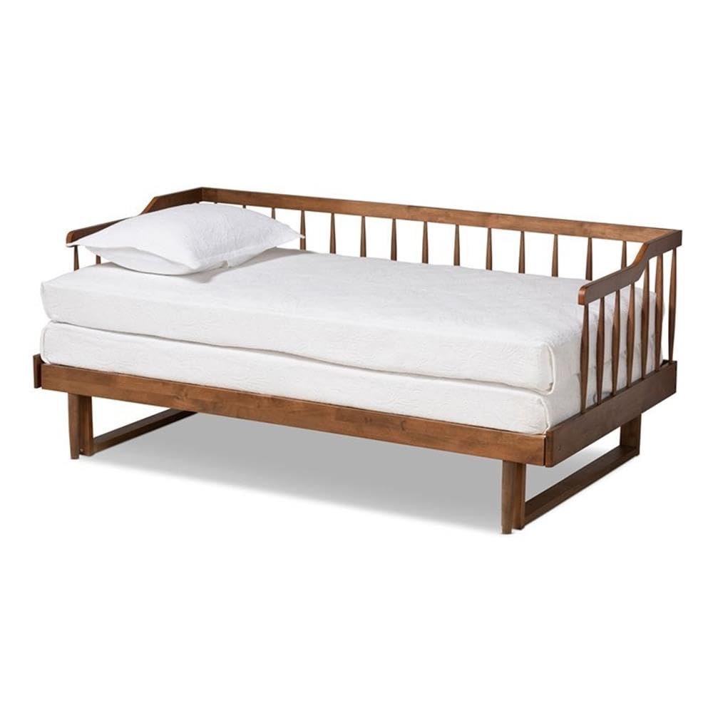 Baxton Studio Muriel Walnut Wood Expandable Twin to King Size Spindle Daybed