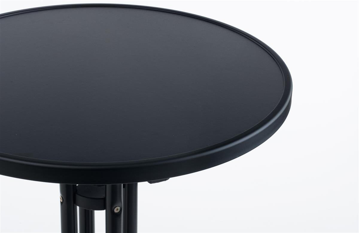 Round Folding Cocktail Pub Table, MDF Top, Black