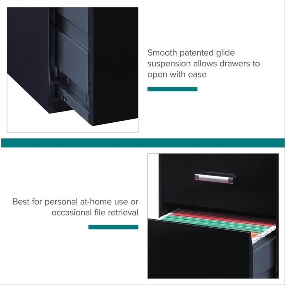 Black 3-Drawer Metal Filing Cabinet