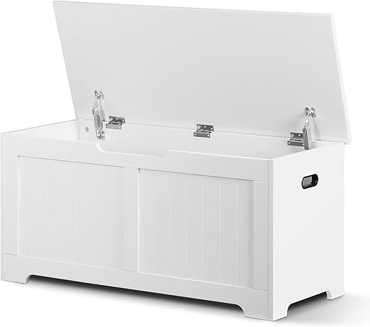 39" Wooden Storage Chest Bench with Safety Hinges