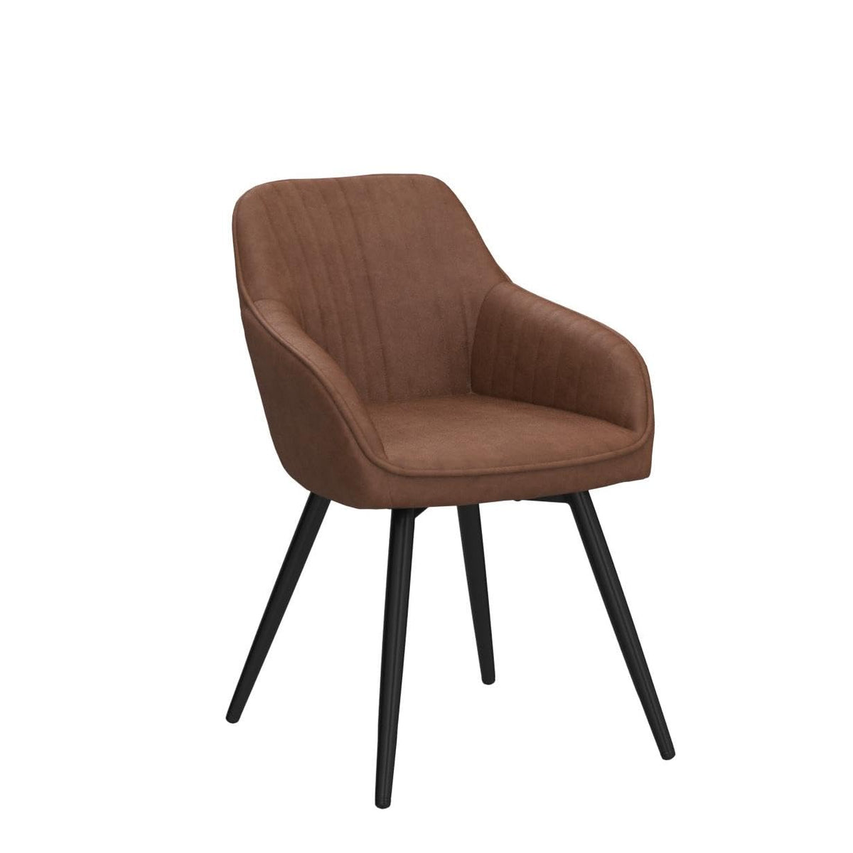 Faux Leather Accent Chair Set of 2 Upholstered Living Room Chairs Brown