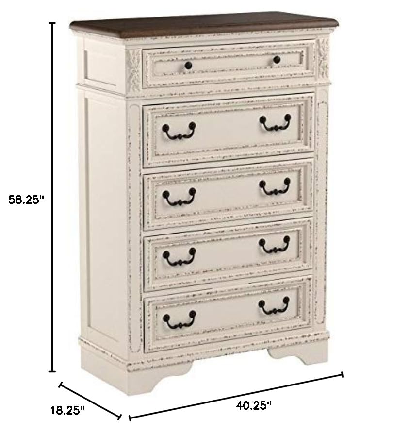 5-Drawer Chest Dresser – Chipped White