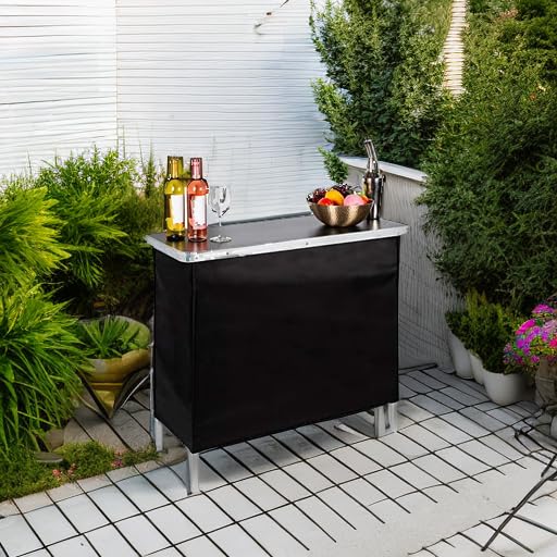 Best Choice Products Portable Pop-Up Bar Table for Indoor, Outdoor, Party, Picnic, Tailgate, Entertaining w/Carrying Case, Storage Shelf, Removable Skirt
