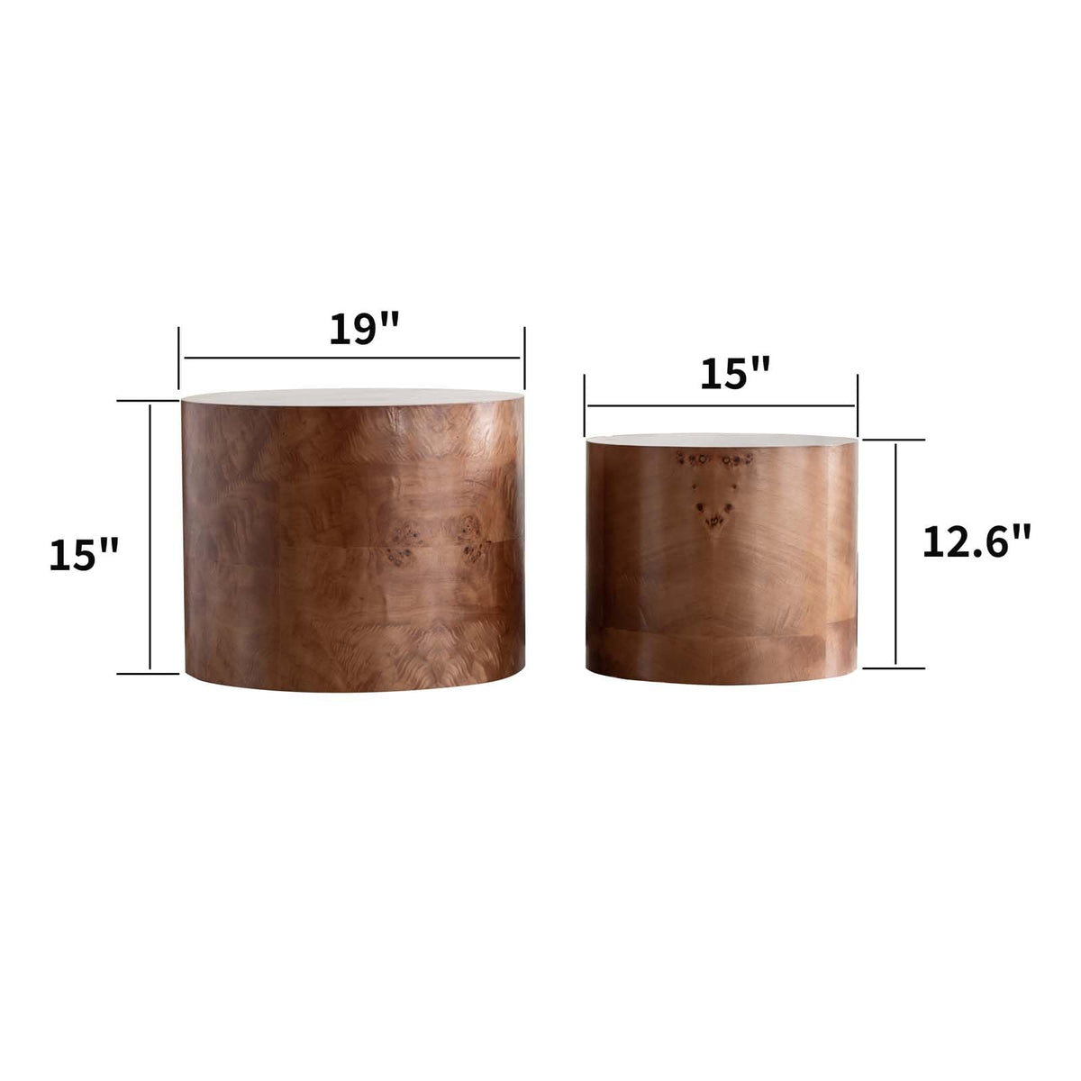 Nesting Coffee Table Set of 2 Modern Round Coffee Table and End Table Set