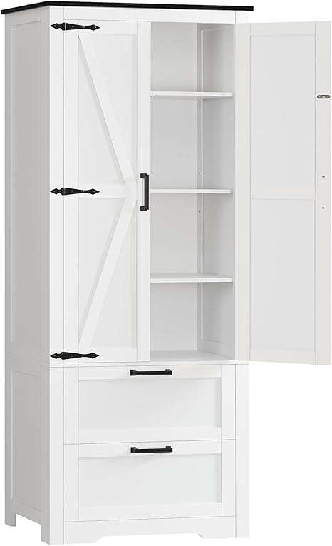 Farmhouse Storage Cabinet with Drawers & Adjustable Shelf