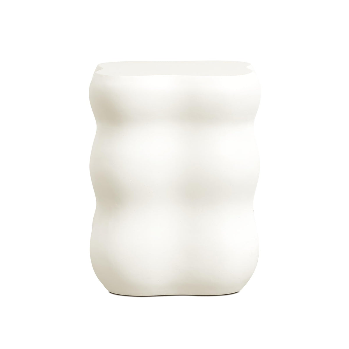 LuxenHome 18" White Concrete Outdoor Side Table, Small End Table for Patio
