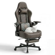 Kslysuty Ergonomic Gaming Chair for Adults - Big and Tall Desk Chair with Lumbar Support and Mechanical Arm Armrests, Comfortable Gamer Computer Chair, Gaming Chairs with Footrest (Gray)