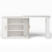 L-Shaped Corner Makeup Vanity Desk with Sliding Door
