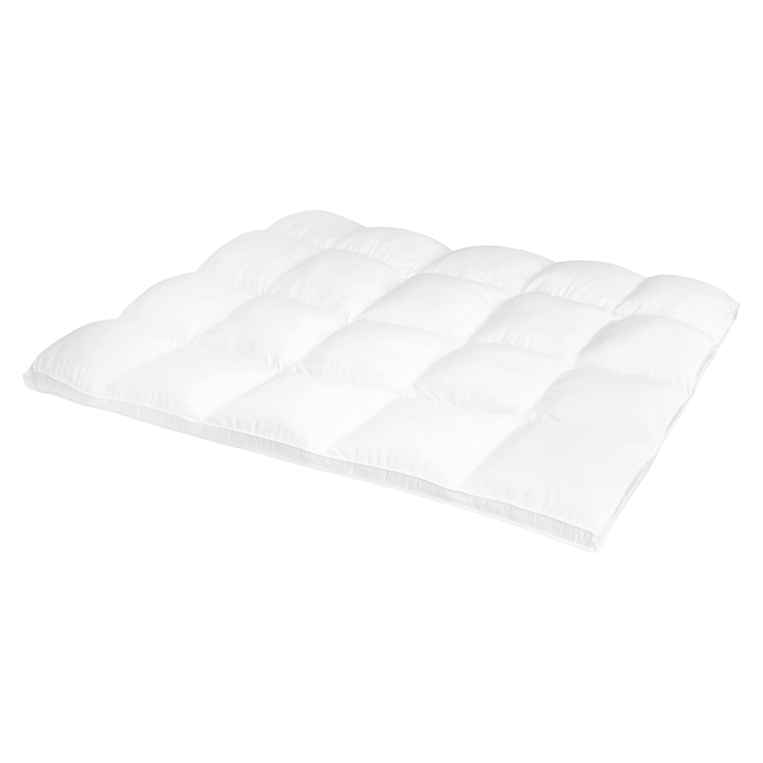 Superior Mattress Topper, Down Alternative, 2 Inch Deep Sized Bed Pillow Top, Comfort Pad, Fluffy Mattress-Topper Protector, Plush Cooling Extra Soft, Hotel Quality, Sleep, All-Season, King, White