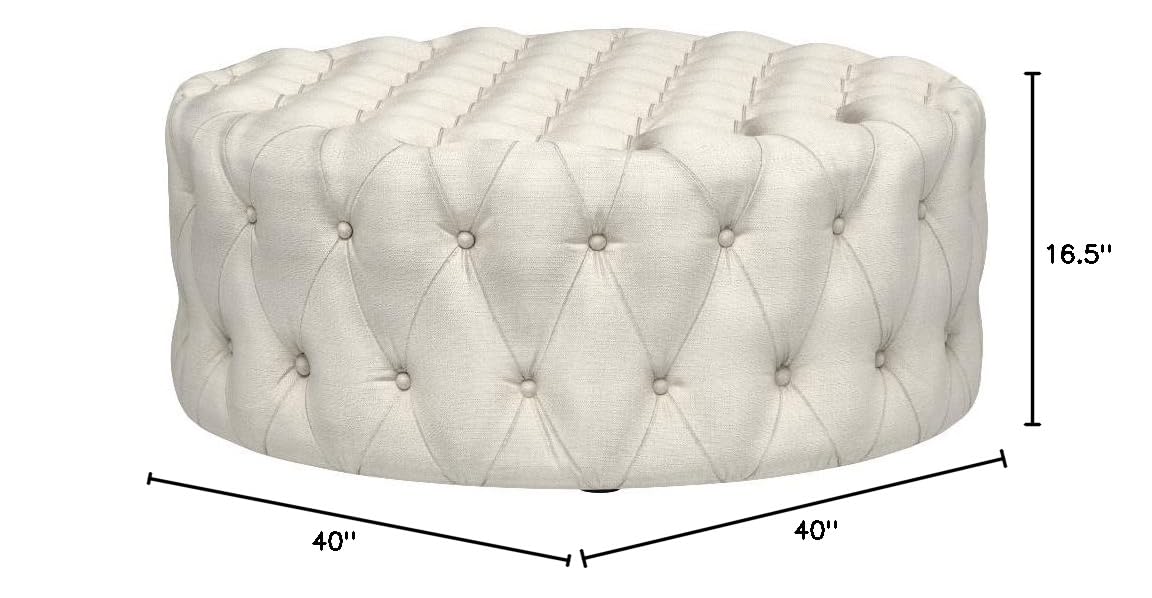 Round Tufted Fabric Ottoman