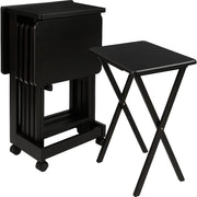 5-Piece Folding Snack Table Set with Storage Stand