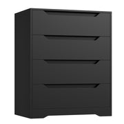 HOSTACK Modern 4 Drawers Dresser, Wood Chest of Drawers with Storage, Black