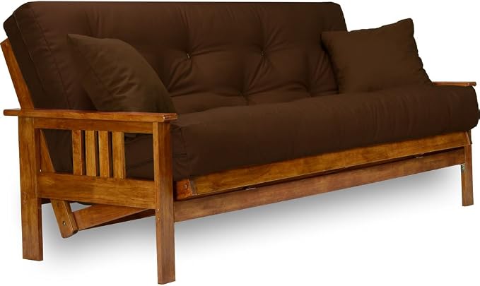 Queen Hardwood Futon Set with Mattress