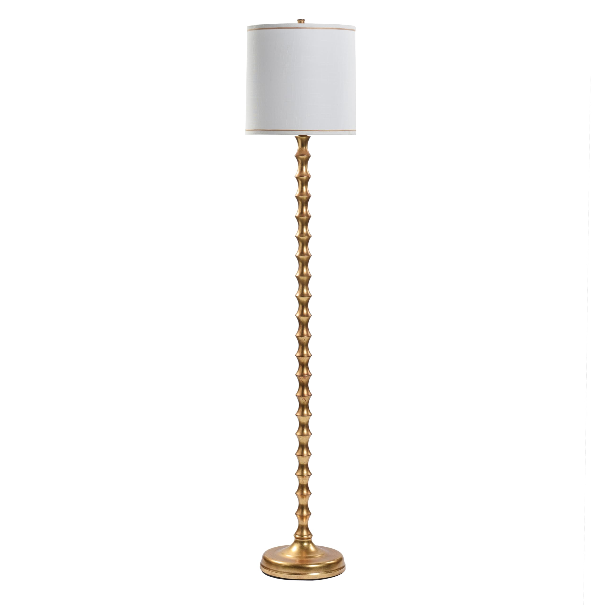 64.5" Vintage Gold Floor Lamp with Linen Drum Shade