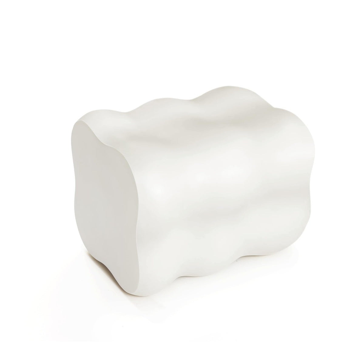 LuxenHome 18" White Concrete Outdoor Side Table, Small End Table for Patio