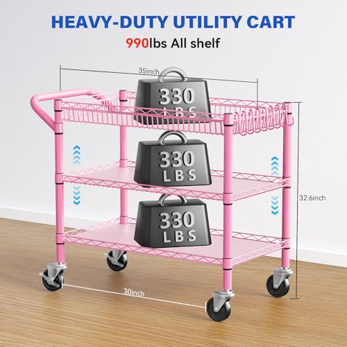 3-Tier Rolling Utility Cart with Wheels