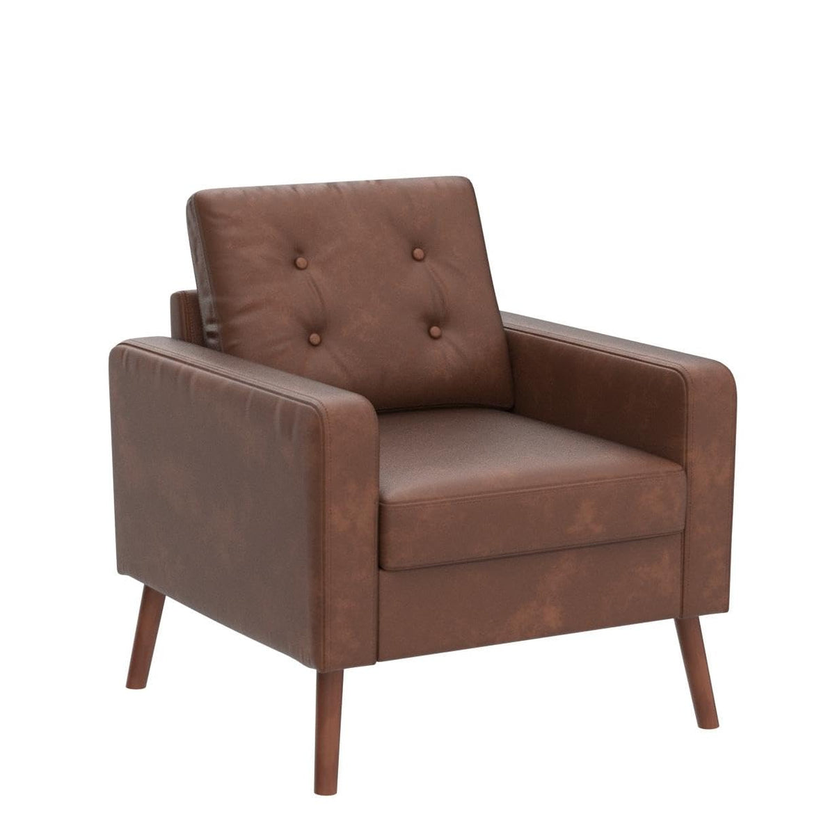Mid-Century Faux Leather Armchair