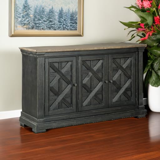 Signature Design by Ashley Farmhouse Sideboard Buffet Cabinet, Black/Gray