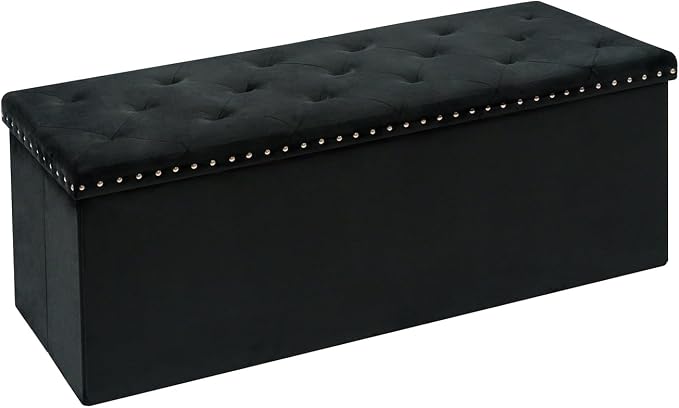 Velvet Storage Ottoman Bench