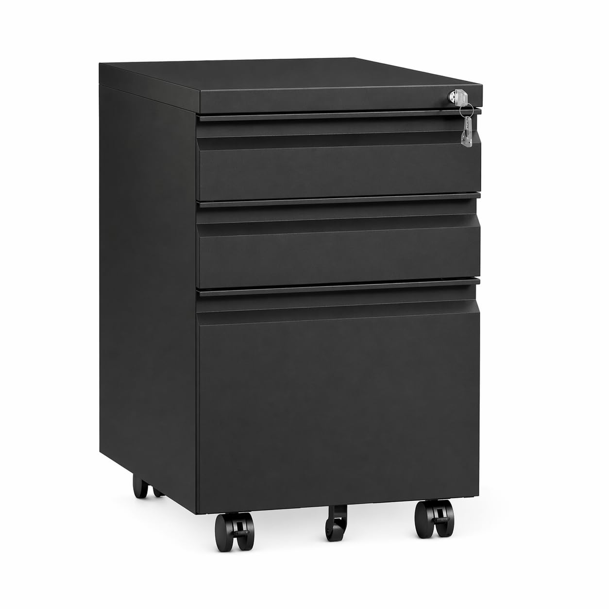 3-Drawer Mobile Metal File Cabinet with Lock