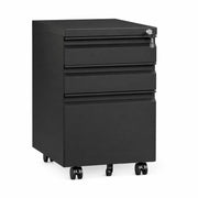 3-Drawer Mobile Metal File Cabinet with Lock