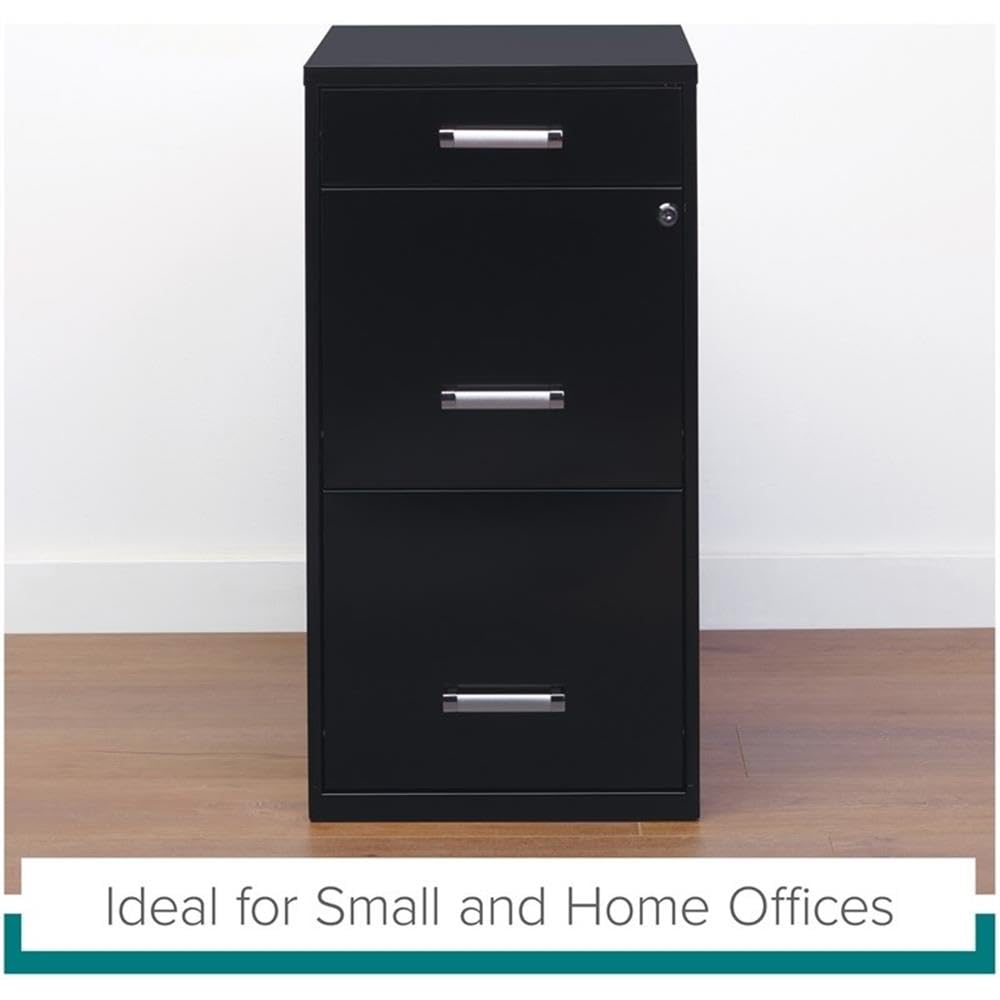 Black 3-Drawer Metal Filing Cabinet