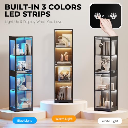 Glass Display Cabinet with LED Lights & Motion Sensor