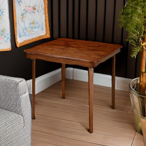 Scalloped Edge Solid Wood Folding Card Table