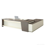 L-Shaped Executive Desk with LED and Power Outlets