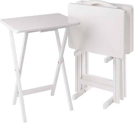 5-Piece Folding Snack Table Set with Storage Rack