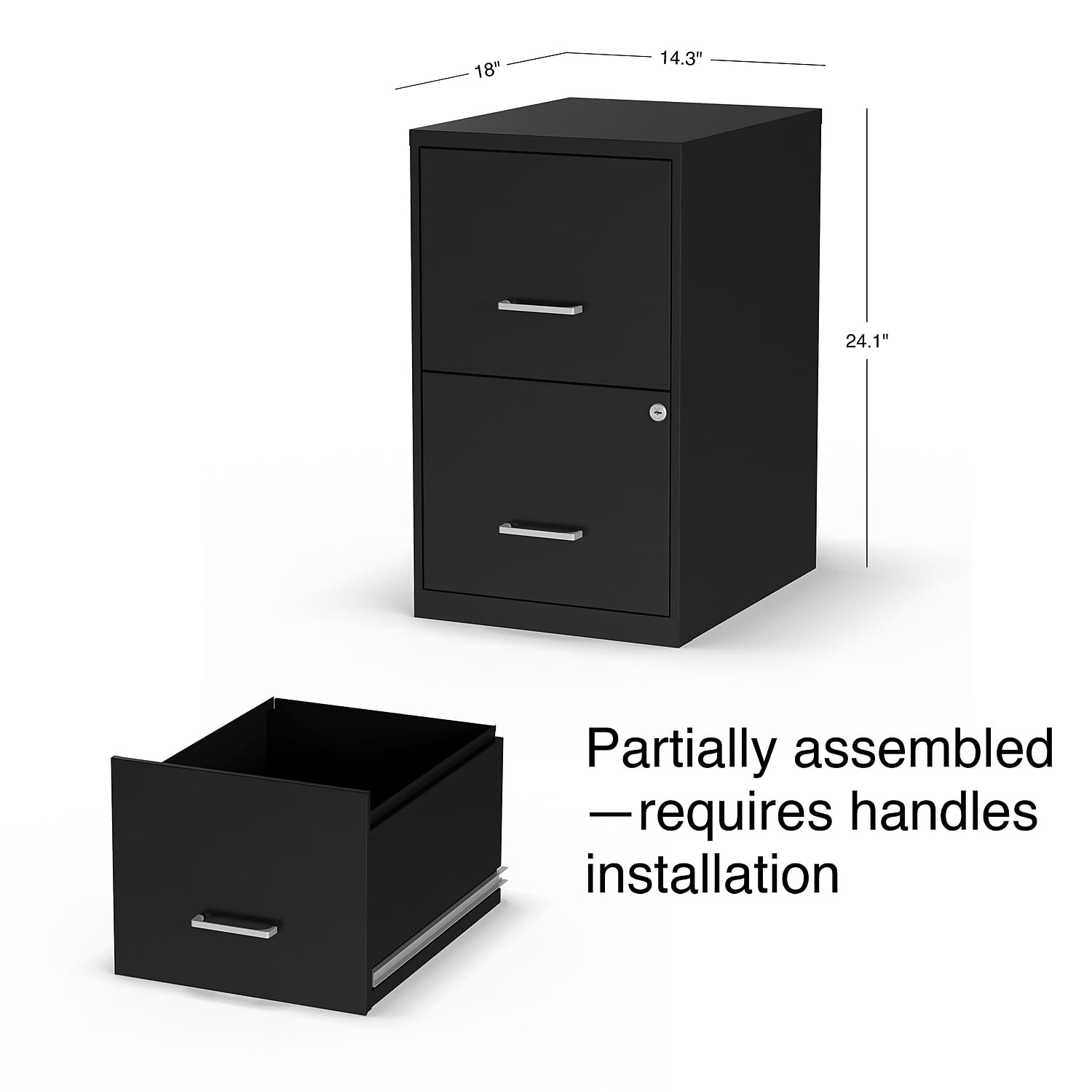 2-Drawer Vertical File Cabinet, Letter Size, Lockable