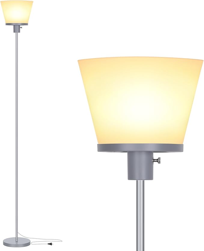 Modern Floor Lamp with Resin Shade – E26 Base, Indoor Standing Lamp