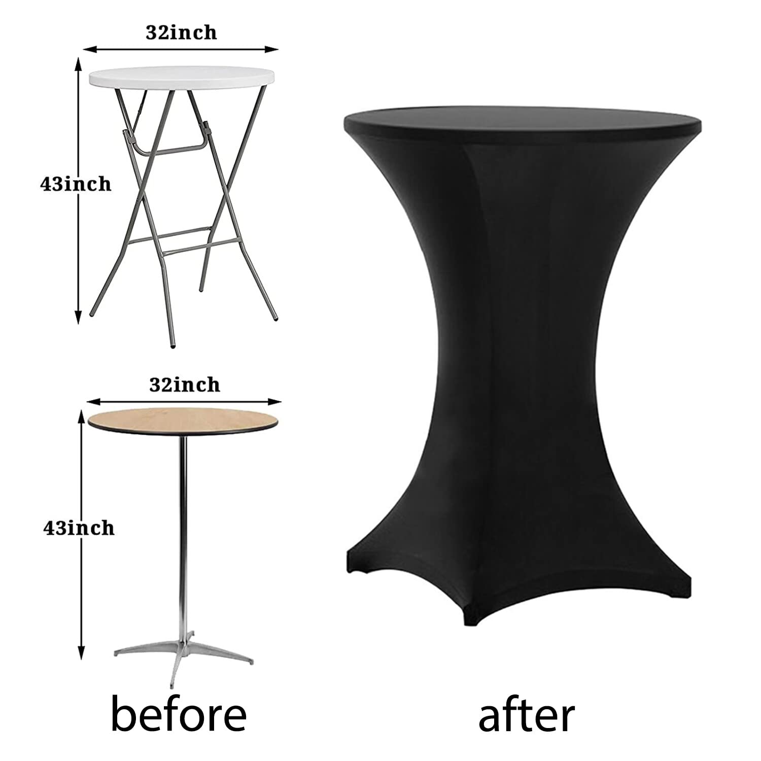 Spandex Cocktail Table Cover for 32" Round x 43" Tall Tables