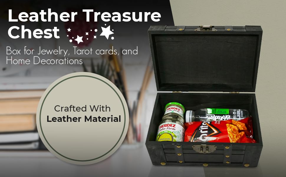 Vintage Wooden Treasure Chest with Leather Straps