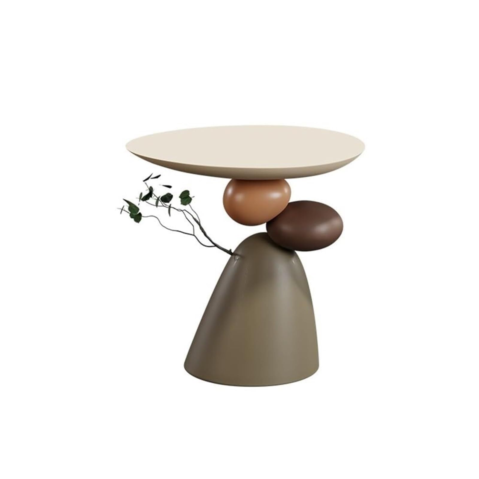 Resin Small Coffee Tables for Living Room Accent End Table Nightstand Bedside Table Snack Tray for Home Lightweight(Brown)