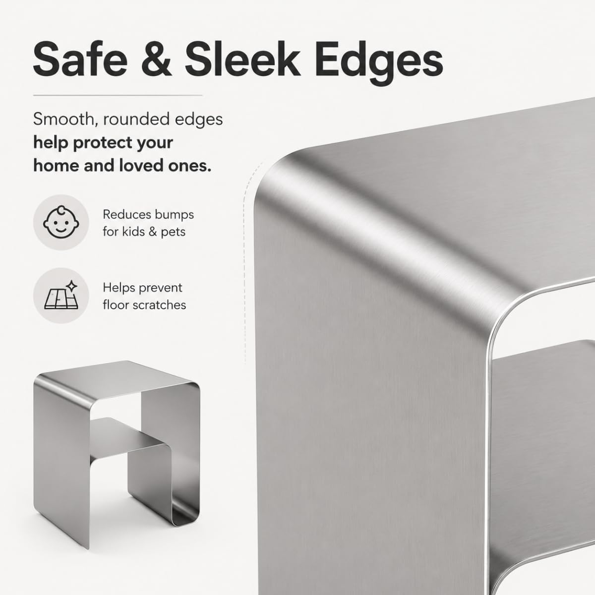 Silver Stainless Steel Side Table
