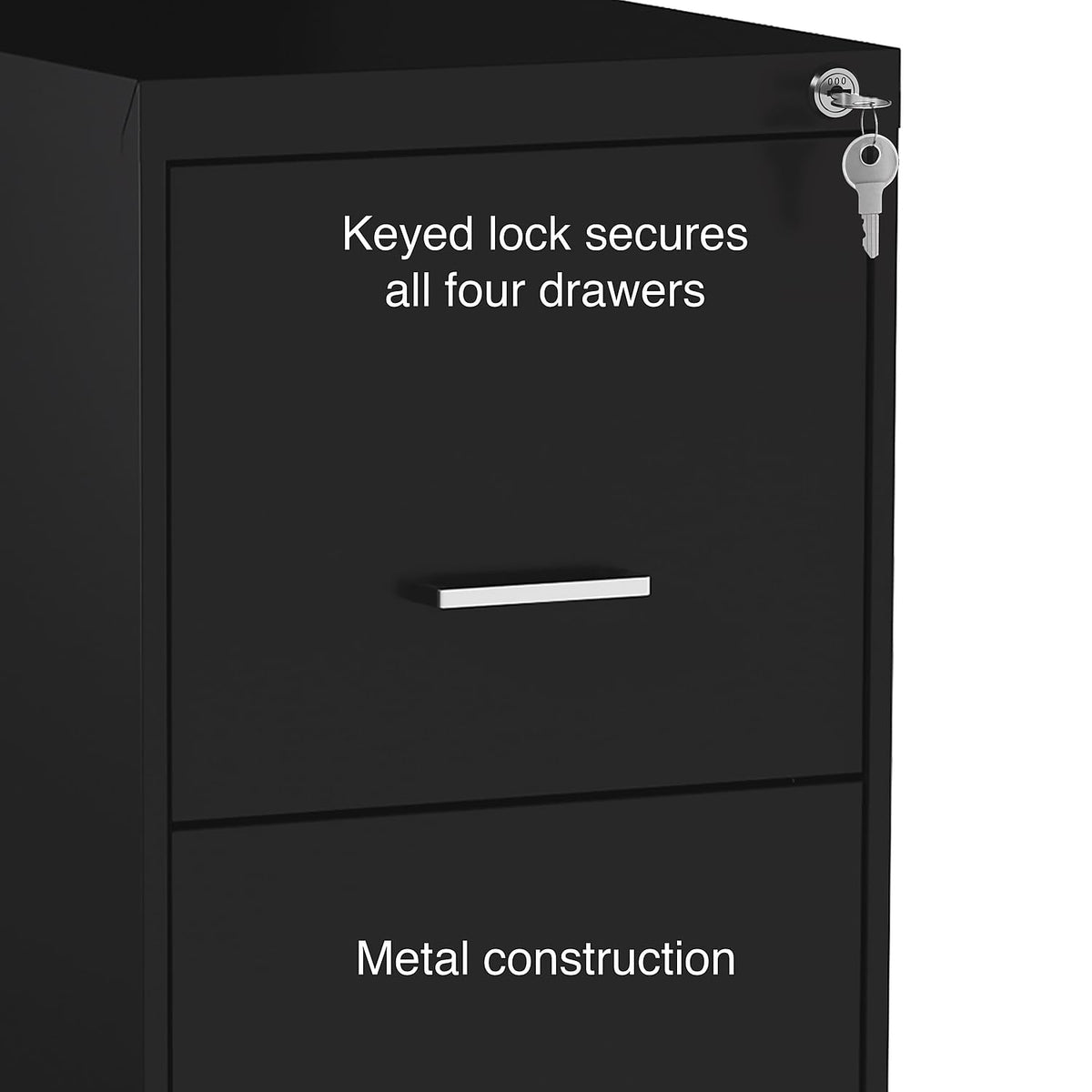 Staples 4-Drawer Vertical File Cabinet, Letter/Legal, Lockable, Black