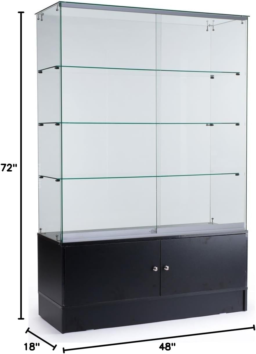 48-Inch Glass Display Cabinet with Sliding Doors