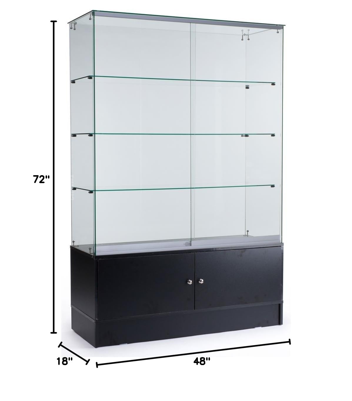 48-Inch Glass Display Cabinet with Sliding Doors