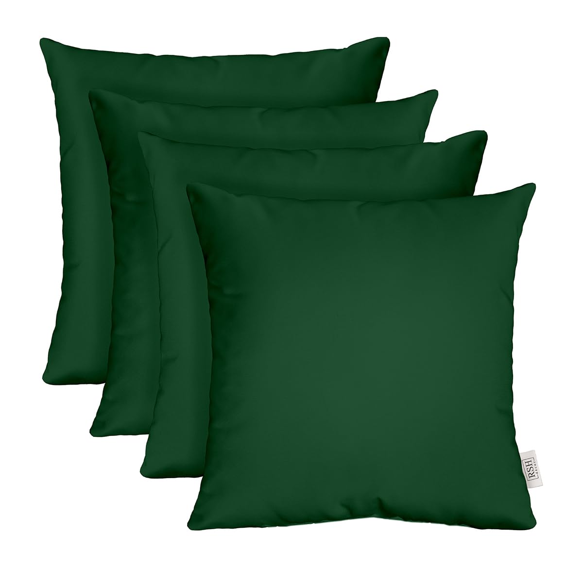 Resort Spa Home Decor Square Throw Pillows Set of 4, 17” x 17”, All-Weather Spun Fabric, Water and Fade-Resistant, Outdoor Accent Pillows for Patio Furniture, Hunter Green