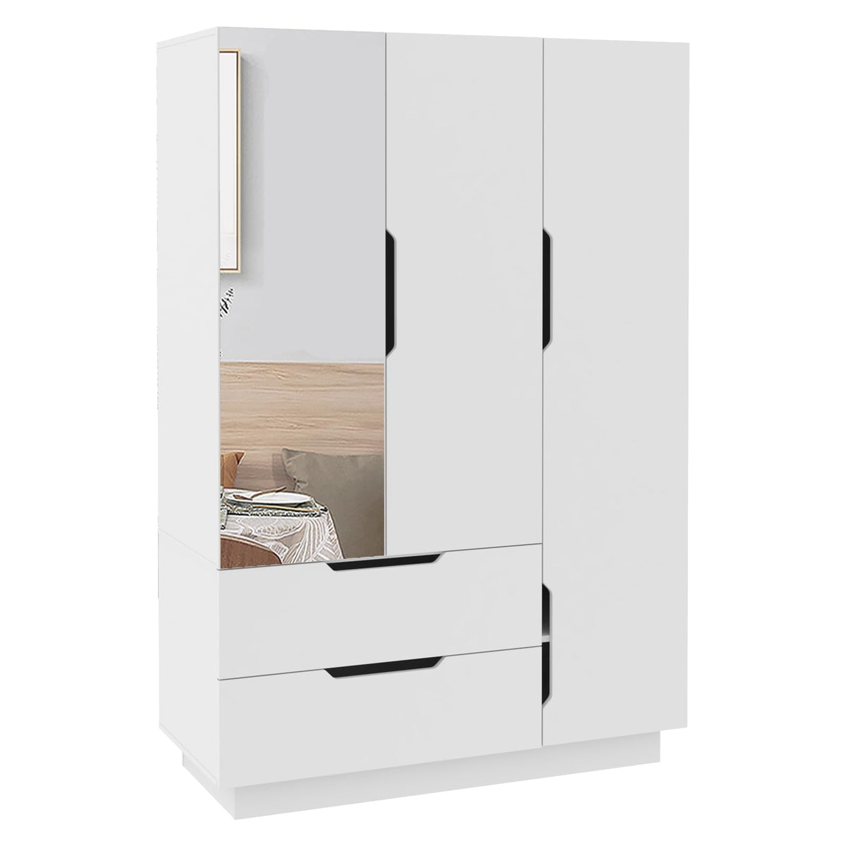 White Mirrored Wardrobe with LED Lights