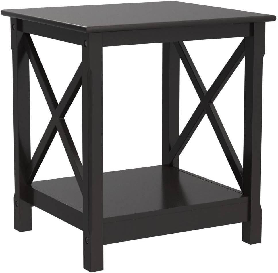 2-Tier X-Design End Table with Storage Shelf