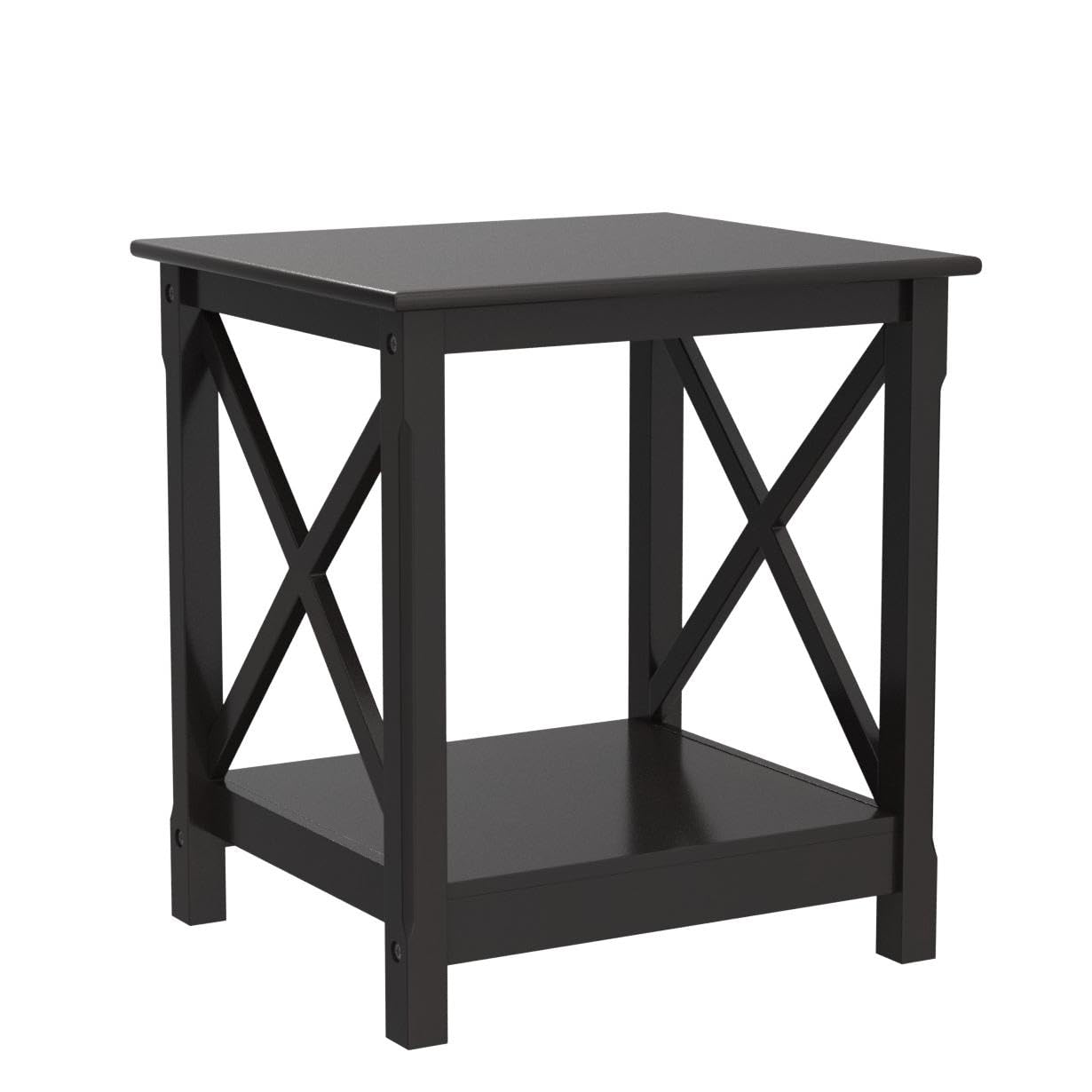 2-Tier X-Design End Table with Storage Shelf