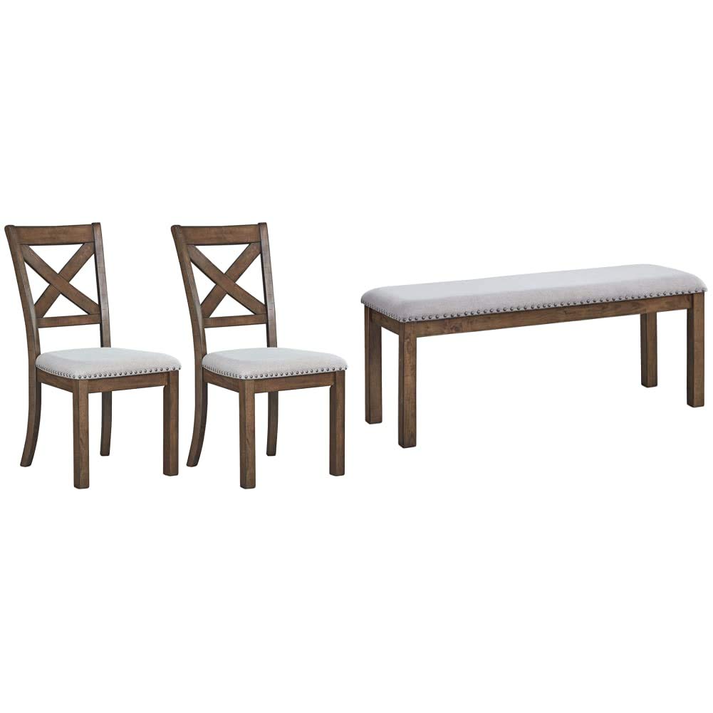 Upholstered Dining Chairs & Bench Set, Modern Farmhouse